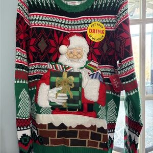 Holiday Editions Festive Santa Sweater - Green, Red, Black